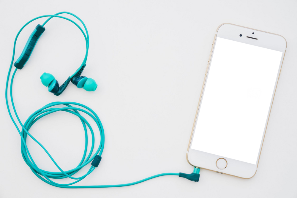 Mobile Mockup: probable mobile with headphones